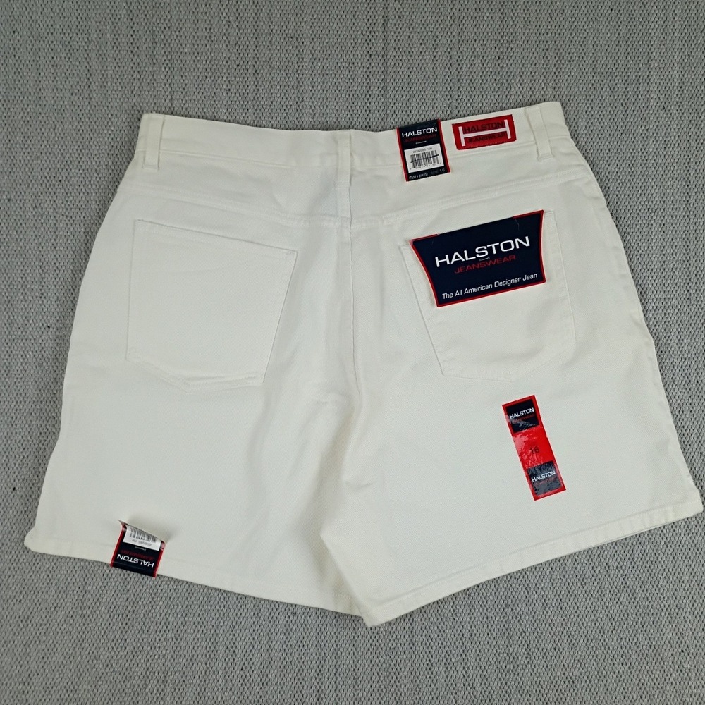 Halston Jeanswear Vintage‎ Denim Shorts Women 16 White High Rise Summer Classic